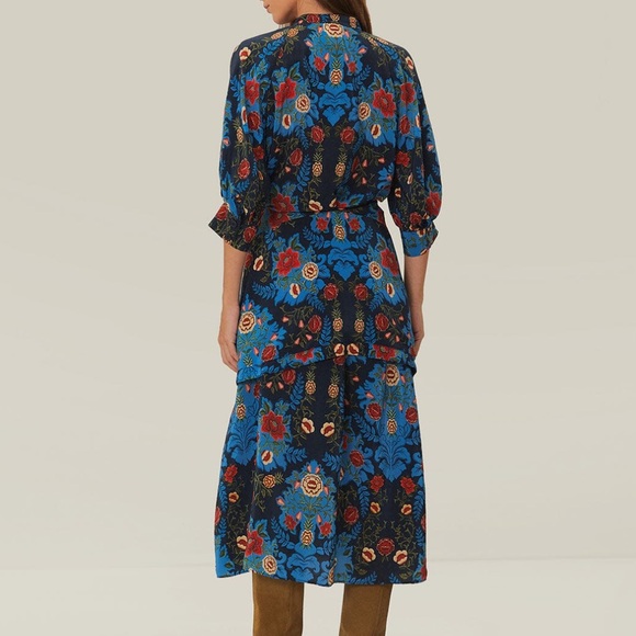 Farm Rio Floral Print Long Sleeve Midi Dress - Picture 2 of 4